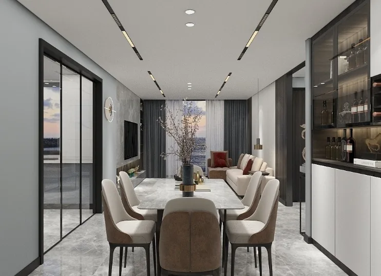 Wohnungsdesign‑Beispiel | Dezente, hochwertige Grautöne mit einem Hauch von Luxus
